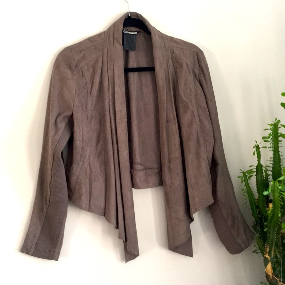 Drape front faux suede jacket blazer